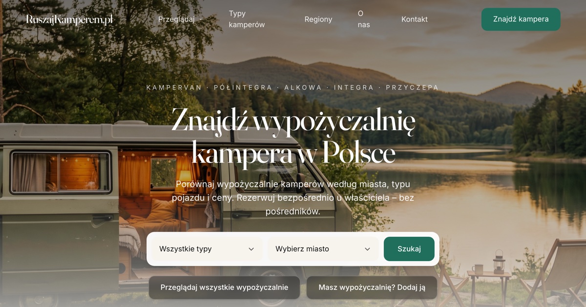 RuszajKamperem - Polish camper rental directory built by Webmoose